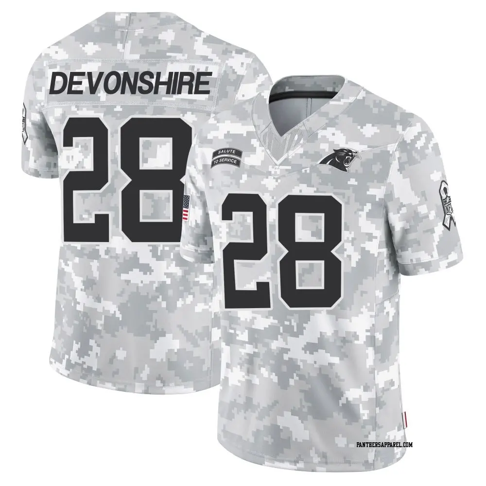 Limited Arctic Camo Men's M.J. Devonshire Carolina Panthers 2024 Salute to Service Jersey