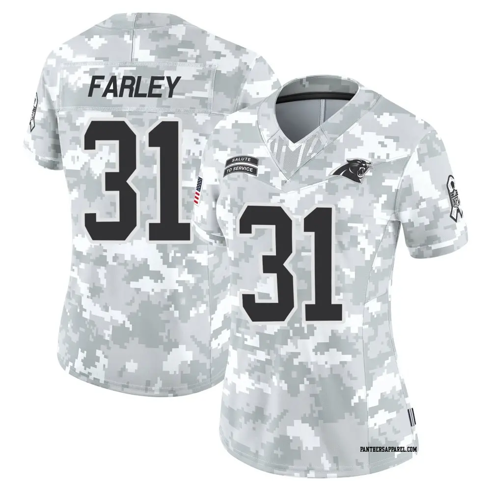 Limited Arctic Camo Women's Caleb Farley Carolina Panthers 2024 Salute to Service Jersey