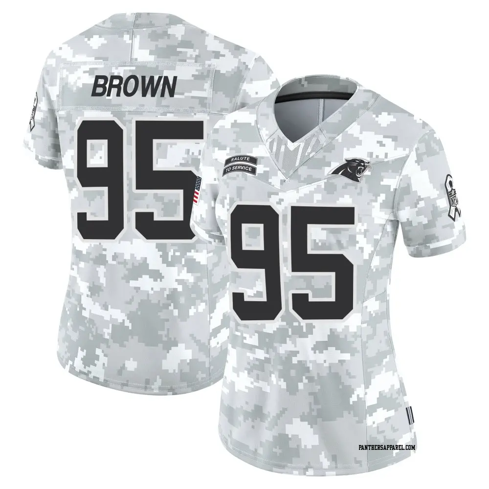Limited Arctic Camo Women's Derrick Brown Carolina Panthers 2024 Salute to Service Jersey