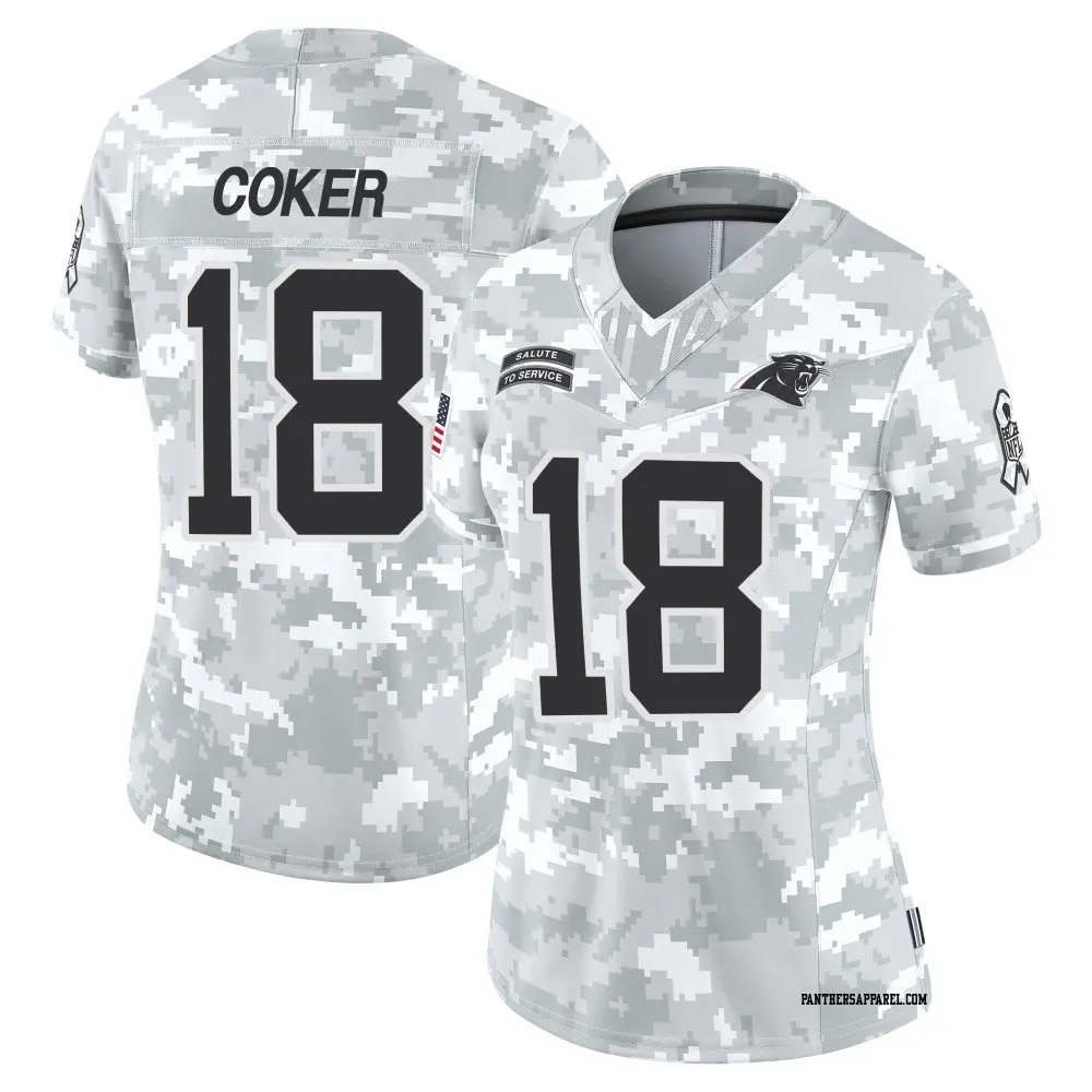 Limited Arctic Camo Women's Jalen Coker Carolina Panthers 2024 Salute to Service Jersey