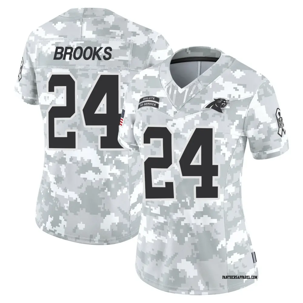Limited Arctic Camo Women's Jonathon Brooks Carolina Panthers 2024 Salute to Service Jersey
