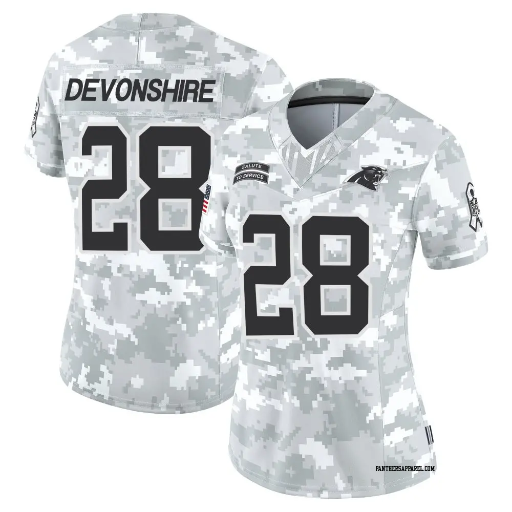 Limited Arctic Camo Women's M.J. Devonshire Carolina Panthers 2024 Salute to Service Jersey