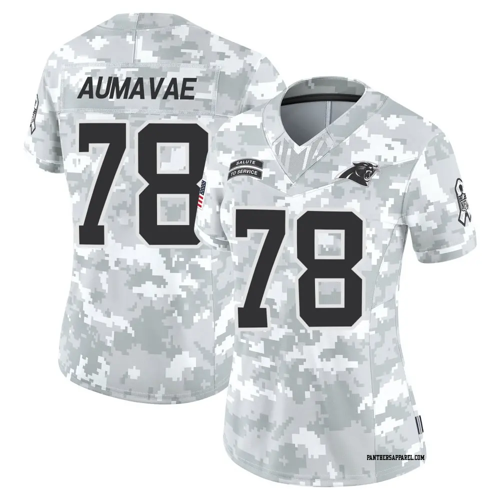 Limited Arctic Camo Women's Popo Aumavae Carolina Panthers 2024 Salute to Service Jersey