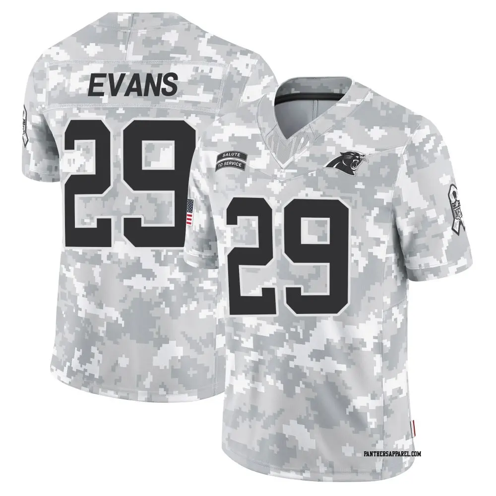 Limited Arctic Camo Youth Akayleb Evans Carolina Panthers 2024 Salute to Service Jersey