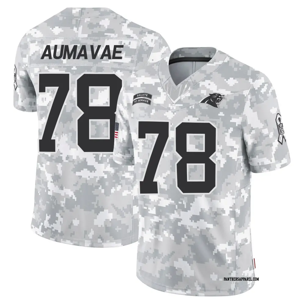 Limited Arctic Camo Youth Popo Aumavae Carolina Panthers 2024 Salute to Service Jersey