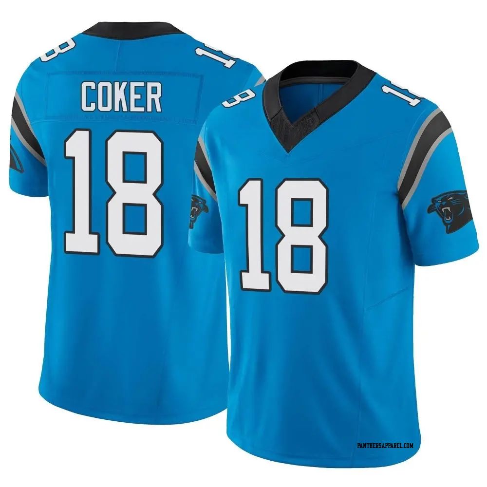 Limited Blue Youth Jalen Coker Carolina Panthers Vapor F.U.S.E. Jersey