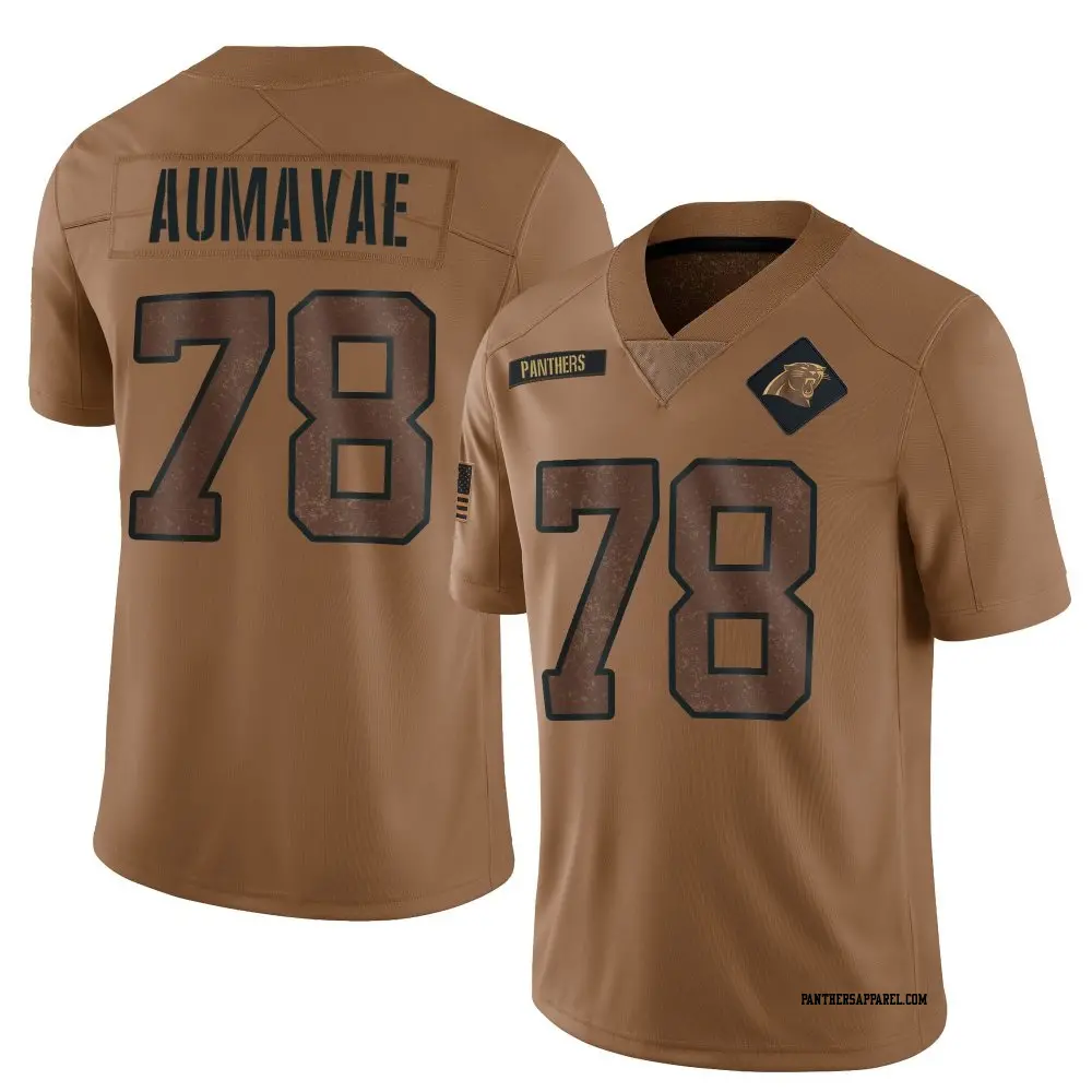 Limited Brown Youth Popo Aumavae Carolina Panthers 2023 Salute To Service Jersey